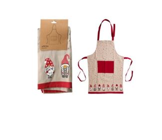 AVENTAL 84X60 BEGE/VERMELHO ALGODAO